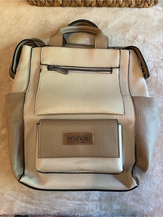 Wrangler Handbags - Wrangler Two-Tone Beige and Taupe Backpack Tote